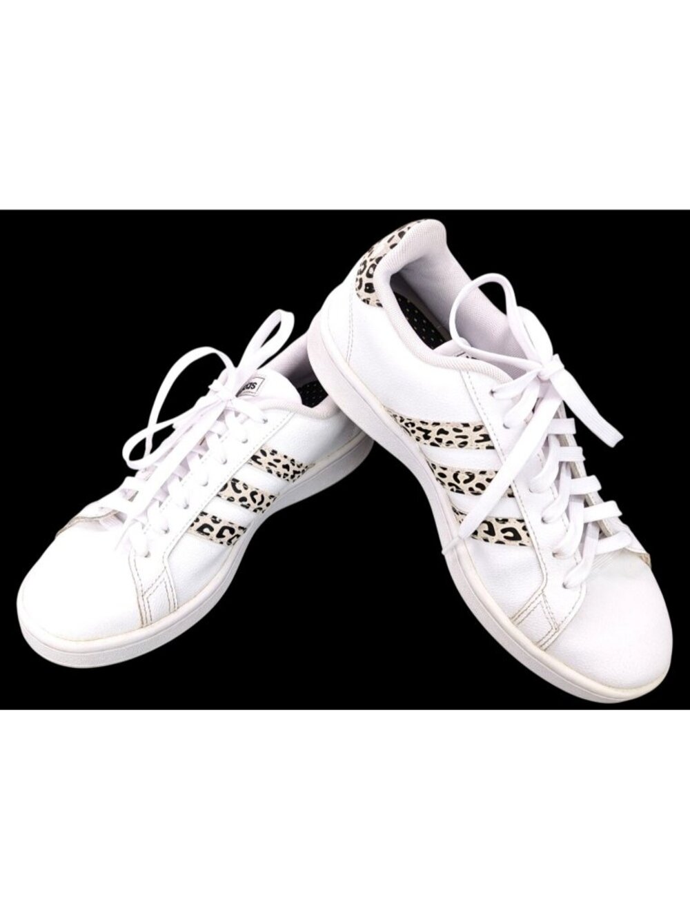 Adidas Grand Court Leopard Print White Sneakers Women Size 9 Cloudfoam FW9779